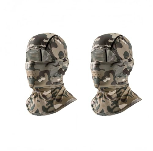 2 Pack Balaclava Face Mask for Men Women UV Protection Summer Cooling Full Head Cover Camo Motorcycle Helmet Masks Breathable Tactical Hunting Hood for Dirt Biking, Cycling, Motorcycle Riding, Hiking