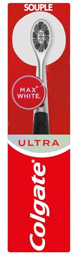 COLGATE - Spazzolino da denti manuale Max White Ultra - Fili infusi con carbone - Progettato per rimuovere le macchie superficiali