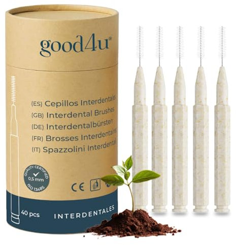 Cepillos Interdentales Biodegradables (0,5 mm) | Limpieza cómoda y sostenible con mango vegetal PLA para ortodoncia y espacios estrechos | Good4u®