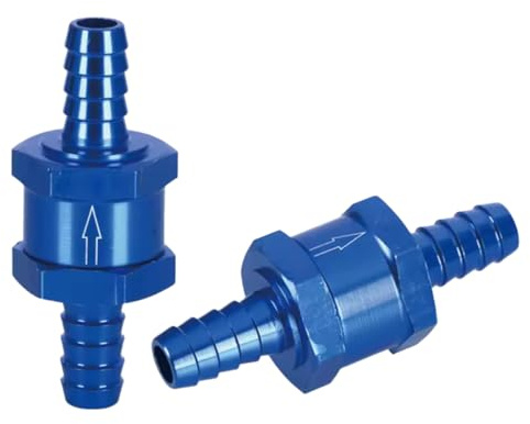 ROKZELT 8mm (5/16) Válvula Antirretorno Combustible, 2 piezas, Aluminio, Gasolina, Diesel, Agua, para Auto, Piscina, Azul