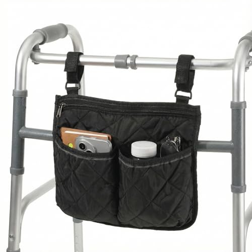 YBEATY Bolsa plegable para andador con tiras de seguridad reflectantes, bolsa de almacenamiento plegable para silla de ruedas con 2 correas ajustables para visibilidad nocturna, personas mayores