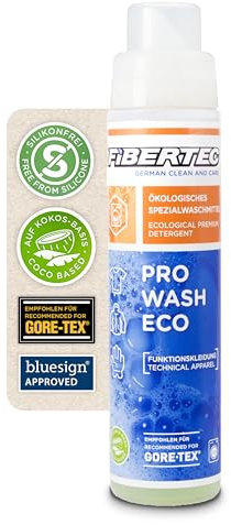 FIBERTEC Pro Wash Eco Ökologisches Waschmittel flüssig 250ml - Waschmittel für Outdoorbekleidung & Funktionskleidung, Biologisch abbaubar, Made in Germany