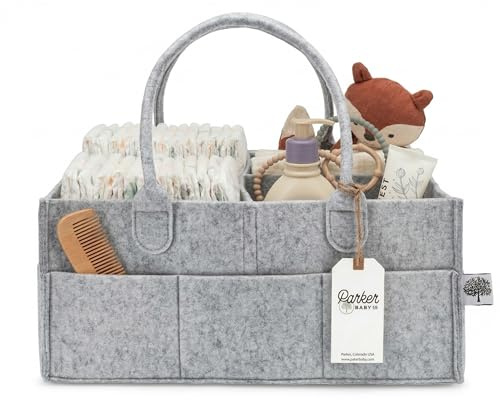 Parker Baby Co. Cestino portaoggetti per pannolini e organizer per auto per pannolini e salviette, grande