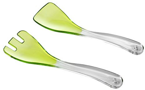 Omada Design Posate da Insalata bicolore, Forchettone e Cucchiaio in Acrilico, Lavabili in lavastoviglie, Made in Italy, Linea Diamond, Verde