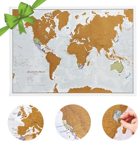 Scratch the World® Travel Map - Poster con mappa del mondo da grattare - Aggiornato nel 2025 - A2-59 x 42 cm - Maps International - 50 anni + di creazione di mappe