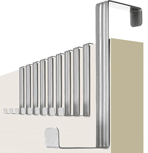 4smile Ganci per porta - [set di 10, acciaio inox] - appendiabiti per porta [con pad in feltro] come protezione della superficie – gancio per appendere