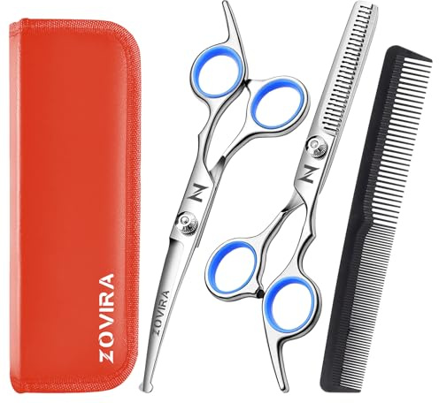 Dog Grooming Scissors Set, Pet Cat Hair Cutting Trimming Scissors - Straight with Leather Pouch – Stainless Steel (Pet Scissor Set)