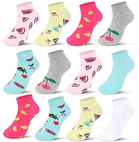 Libella 12 paia Calzini Bambini Calze Ragazze Cotone Conforto Traspirante per Primavera Estate calzini per sneaker colorati 2868 31-34