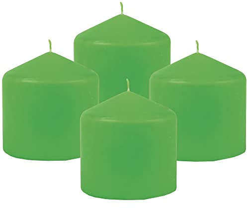 Bestgoodies Stumpenkerzen Wachskerzen Ø8cm x 8cm (4er Pack) Hellgrün - Lange Brenndauer, Hergestellt in EU, Kerzen Blockkerzen - Wachs Stumpen