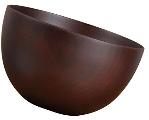 misppro Home Ciotola rotonda in legno - Stile giapponese insalatiera di riso in legno naturale - Colore scuro