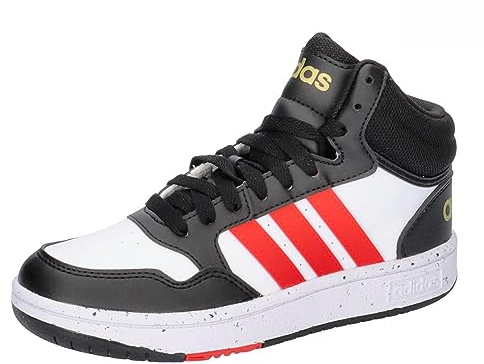 adidas Unisex - Bambini Hoops Mid Shoes, Cloud White / Vivid Red / Core Black, 40 EU
