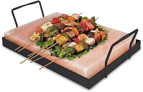 Jopassy 1 set de pierres salées XXL grille, 20 x 30 x 3 cm, plaque fer, pierre salée réutilisable, sel cristal promontoire, plaque sel barbecue