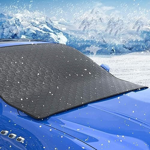 Copertura per parabrezza per auto contro grandine e neve, parabrezza invernale ispessito con robusto gancio per corda e accessori per custodia, adatto per la maggior parte delle auto, SUV(152*124CM)
