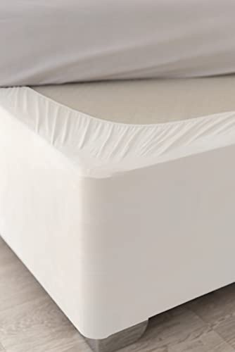 Box Spring Cover - Transform Your Bed with This Fully Elasticated Faux Suede & Stretch Wrap-Around 4 Sides Bed Skirt (White, Twin/Twin XL)