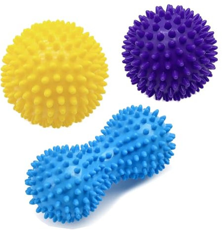 JJiaoLinin Sport Bolas de Masaje,3PCS Pelota Masaje Muscular con Pinchos para Aliviar Dolores Musculares Bolas de Masaje para Masaje de Punto de Activación para Pierna Espalda Mano Músculo Antiestrés
