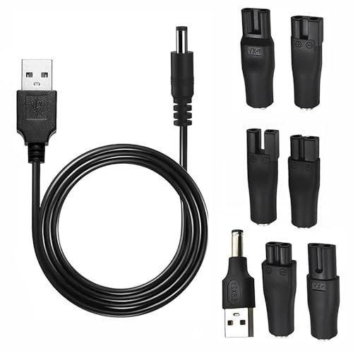 Kit Caricatore per Rasoio Cavo di Alimentazione USB da 5 V,Set Di 7 Adattatori Usb, Compatibile Con Rasoi Remington,Adatto a vari tagliacapelli elettrici, rasoi, purificatori, ecc