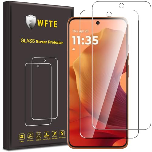WFTE [Lot de 2 Verre Trempé pour Motorola Moto G15/G15 Power/Moto G17/G17 Power 5G, 0,26mm Film de Protection D'écran avec Haute Transparence à 99%, Anti-trace Protecteur avec Dureté 9H Glass