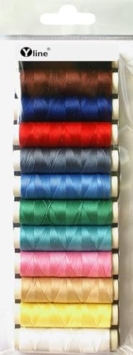 Sort. Filato superiore di cotone Ne 50/3, 12 bobine di filato da 50 m/12 colori, filo da cucito per macchina da cucire, 3223