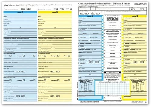 Generico Paquete de 5 módulos C.A.I. DECLARACIÓN amistosa de accidente en Espanol