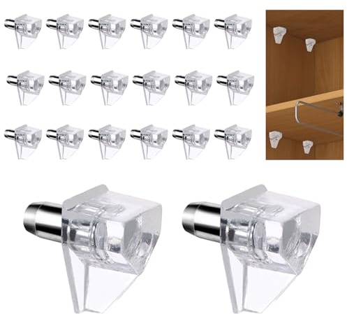 20 Stück Regalbodenträger 5mm Transparente Kunststoff Einlegeboden Halter Bodenträger für einlegeböden Regalstifte Ersatzstifte Für Schrankregale Zur Befestigung Von Schränken Küchen Möbelregalen