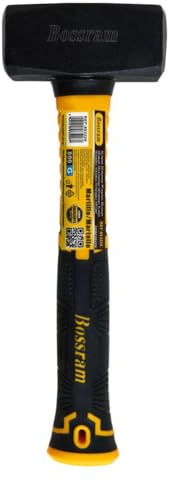 EasySpeed Maceta de Albañil, Martillo de Construcción Antivibración, Mazo con Mango Ergonómico de Fibra de Vidrio para Obras, Reparaciones y Uso Profesional, Negro y Amarillo(27x9,5x4cm)