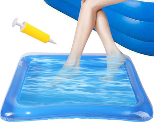 Inflatable Pool Footbath, Inflatable Pool Foot Bath Basin with Inflator, PVC Folding InflatableFoot Bath, FootSoaking Bath Basin Footbath for Placement Next to PoolEntrance Ladder
