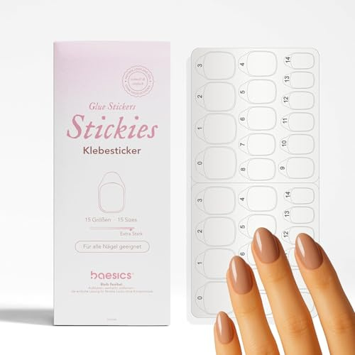 Baesics Nagelklisterkuddar 900 självhäftande klistermärken i olika storlekar – extra stark dubbelsidig limdekal för konstgjorda naglar och tryck på naglar transparent
