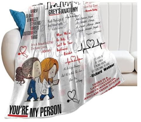 IRIRI Coperta con Lettere di Grey's Anatomy, Morbida Coperta in Pile, Soffice, Leggera e Accogliente, for Divano, Casa(80 * 120cm)