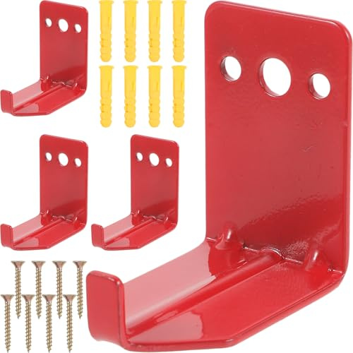 Toddmomy Soportes de Pared para Extintor 40 Lb Gancho Metálico Resistente Rojo Juego de 4 Piezas Tornillos y Anclajes Montaje para Extintores Oficinas y Hogares