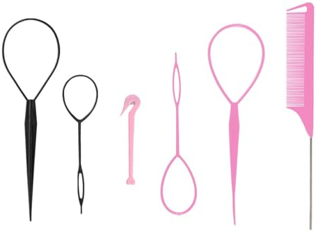 Lot de 6 Accessoires de Coiffure, kit de Coiffure tressée, Outils de Coiffure, pour Débutants, Matériau Durable et Flexible, Parfait pour Styles DIY