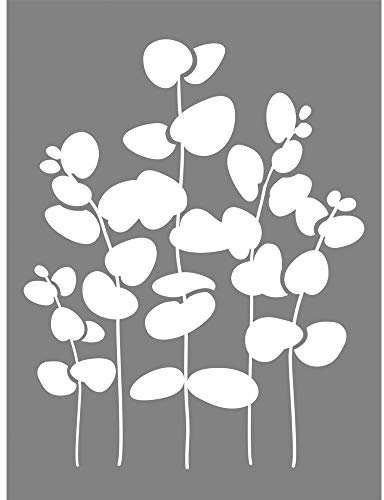 Rayher 45110000 Schablone Eukalyptus, 15,25 x 20,32 cm, lasergeschnittene Polyester Schablone, Malschablone, Grau