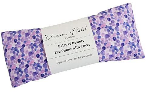 Lavender Eye Pillow with Washable Cover – Handmade Aromatherapy Eye Mask | Lavender Dotted Spa Print