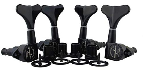Guyker Guitar Bass Tuners (2R + 2L) - 1:17 Ratio Headstock Sealed Tuning Key Pegs Machine Head Replacement for Electric Jazz Bass or Precision Instruments - Black