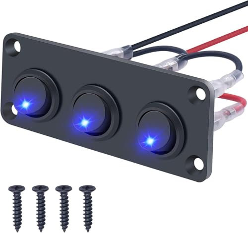 Taiss/3 Gang schalter panel 12v DC Runden 20A 3 polig EIN/AUS SPST Blaue LED Schalterkontrolle für Auto oder Schiff KCD2-102N-BU-XBZ