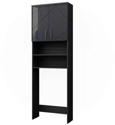 Vicco Washing machine cabinet Irma, Anthracite high gloss, 64 x 190.5 cm, suitable for storage and as a top attachment for washing machines