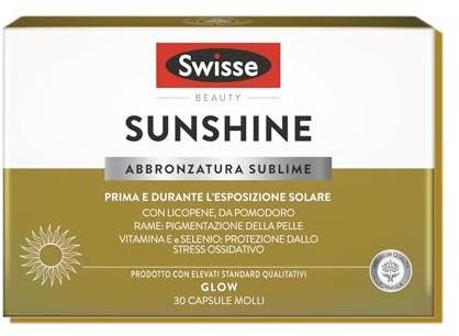 Swisse Sunshine Abbronzatura Sublime - Integratore Sole, Attivatore Abbronzatura, Prepara e Nutre, con Licopene, Selenio, Rame e Vitamina E, 30 Capsule Molli
