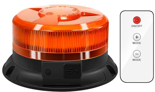 antom rundumleuchte akku Mit Fernsteuerung 9 Blitzmuster 12V 24V Gelb Warnleuchte led magnet mit 3 Meters-Kabel und USB-Kabel für Auto LKW Traktor Golfwagen SUV