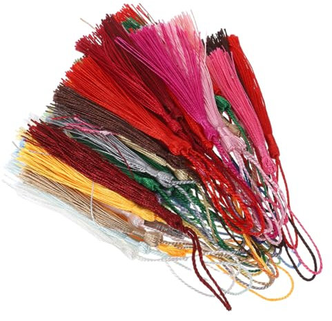 NUOBESTY 50Pcs Chinese Knot Tassels for DIY Jewelry Making Keychains Bookmarks and Bag Decorations - Small Silk Decorative Tassels for Craft Projects
