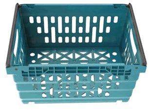 DURBO 5x 20L Supermarket Food Crate, Ventilated Food Grade Basket, Bale Arm Crate for Food Storage and Transportation 400x300x200mm (BLUE)