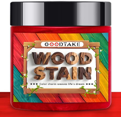 GOODTAKE Red Wood Stain Powder, Wood Dye Stain that Makes Vibrant Wood, Premium Fast Dry Wood Stain Powder, Multiple Finishes - Indoor and Outdoor Wooden (Red, 2 oz)