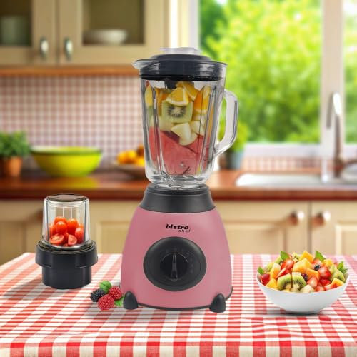 Bistro Chef Ice Nuts Crushing Mixer Blender, 2 in 1 Professional Handheld Blender 850W for Ice Crusher, Smoothie Maker, Fruit Juice, Milkshake (Pink, Pack of 1 Pc)