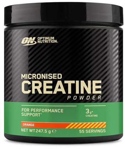 Optimum Nutrition Creatina Micronizzata in Polvere, Gusto Arancia, 247.5g, 55 Porzioni