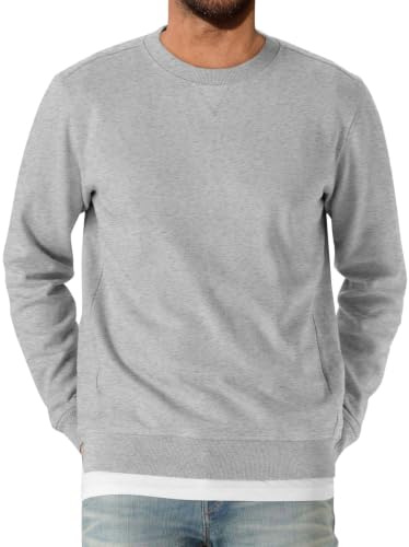 Runcati Herrsweatshirt långärmad rund hals tröja män lätt enfärgad långärmad tröja basic fritid sport toppar