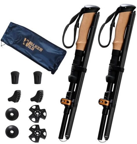 Walker Wild Bâtons de Randonnée Pliables Aluminium 7075 Lot de 2