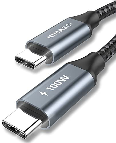 Nimaso USB C auf USB C Kabel 3M,USB Typ C 100W 20V/5A PD Schnellladekabel mit E-Mark Chip Ladekabel Datenkabel für MacBook Pro,iPad mini 6/Pro 11/12.9 2021,MacBook Air,Samsung Galaxy S23/S22,iPhone 15