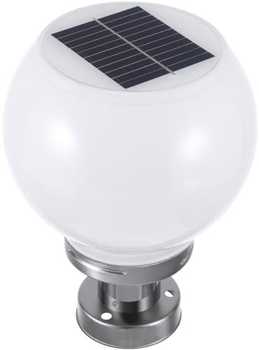 Uonlytech Posto Esterno Luce Apparecchi di Solar Powered Sfera Pilastro Luci Con Pier Mount Base Solor Prato Lampada Luce Della Sfera per Il Giardino Cancello Colonna Decorazione