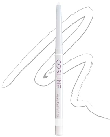 COSLINE Kajal Eyeliner White 125, Weiß, Wasserfester Kajal, Verschmiert nicht, Für Lidstrich und Wasserlinie, Weiches Auftragen, Starke Pigmentierung, Vegan, Made in Germany