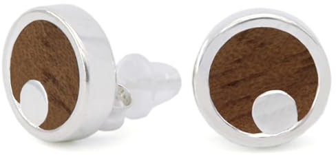 NaturSchatulle Holzschmuck Set Ohrringe Halskette Moonshine 9mm Damen Holzohrringe 925 Silber Rosegold Nussbaum Holz Ohrstecker Schmuck (Ohrringe Silber)