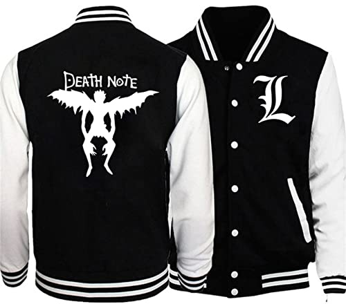 zhedu Death Note Baseball Veste Hommes Femmes Mode Baseball Shirt Anime Sport Veste Baseball Jersey Surchemise À Capuche (L,Color 01)