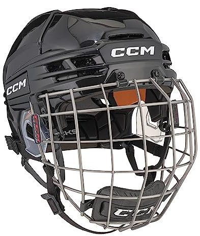CCM Tacks 720 Eishockeyhelm mit Käfig Visier, Senior (Schwarz, S)